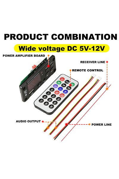 Choice بدون مكبر للصوت 12 فولت لوحة فك تشفير MP3 مجموعة سيارة بلوتوث مشغل MP3 USB يدعم WMA WAV TF Card Slo