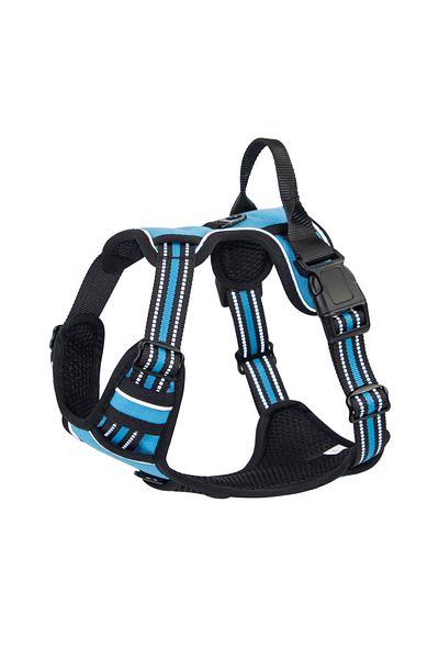 Choice M Blue No Pull Dog Harness Front Clip Heavy Duty Reflective Easy Control Handle for Large Dog Walkin