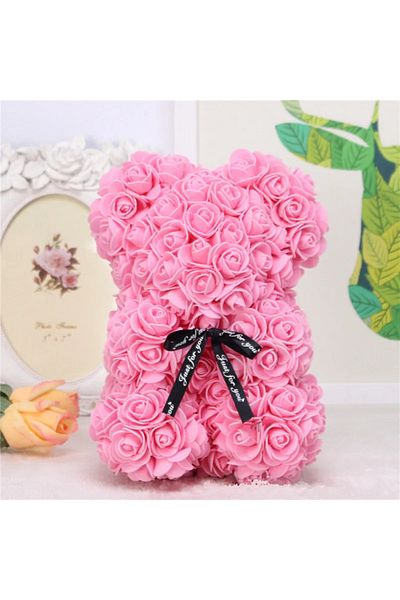 Choice Pink 1pc 25cm Artificial Foam Flowers Bear Rose Bear Romantic Creative Gifts For Valentines Day Moth