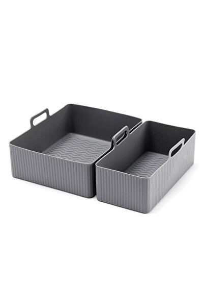 Choice طقم من قطعتين من السيليكون الرمادي لقاعدة مقلاة الهواء، قالب صينية خبز...