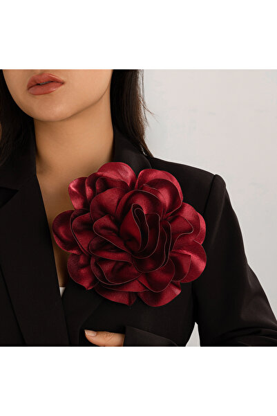 Choice دبوس زهرة ورد كبيرة من KunJoe مقاس 19.5 سم للنساء، دبوس أنيق من قماش ا...