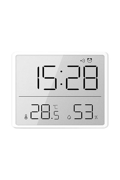 Choice White Ultra Thin Alarm Clock LCD Large Screen Digital Temperature Hygrometer Simple Alarm Clock Magn