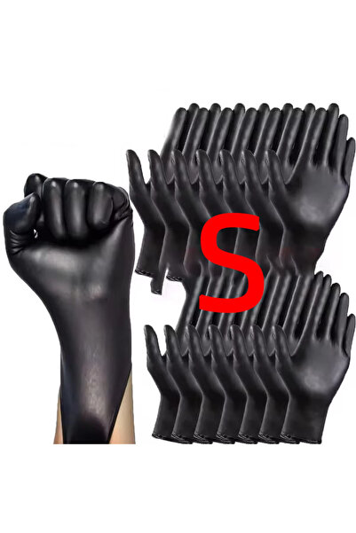 Choice 10 قطع S 50/20/10 قطع قفازات تنظيف بلاستيكية سوداء من النتريل يمكن الت...
