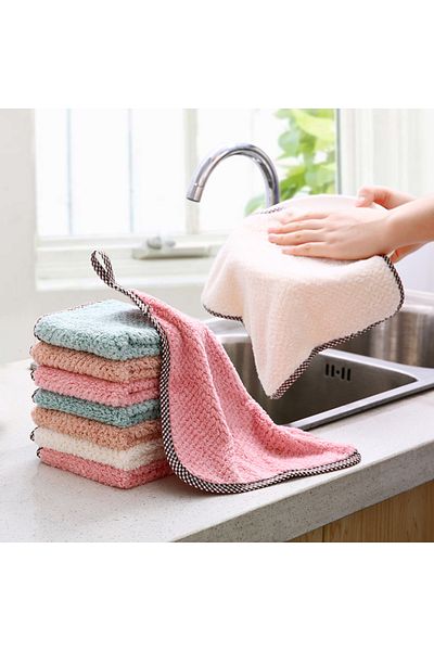 Choice 4pcs Random Color 4pcs 4pcs Hanging Kitchen Coral Fleece Hand Towel, 25 * 25cm/9.84 * 9.84inch Non S