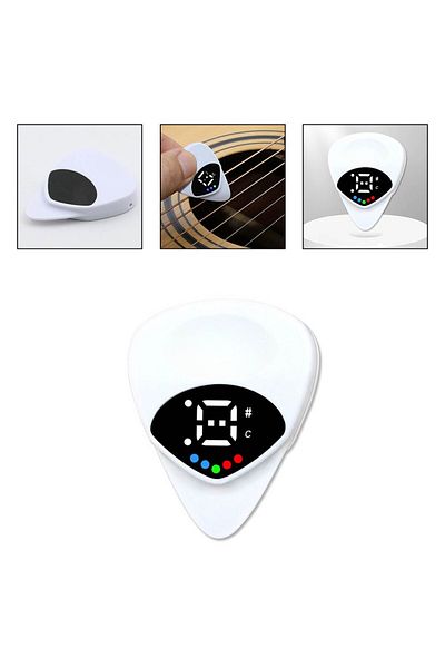 Choice WHITE 2-in-1 Guitar Picks Tuner Tunning For Acoustic Electric Guitar Bass Mandolin Muscial Instrumen