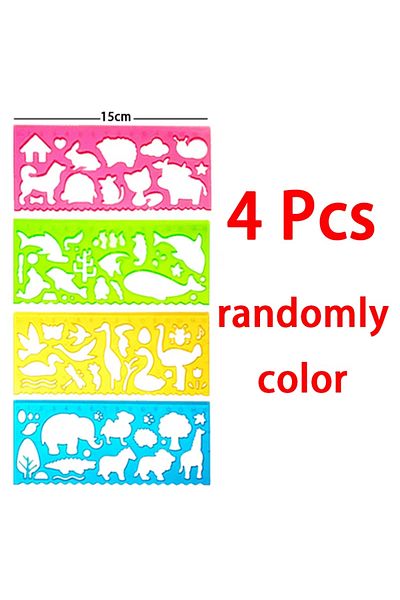 Choice 4pcs Animal Geometry Art Multifunctional Hollow Rulers Drafting Tools School Painting Supplies Offic