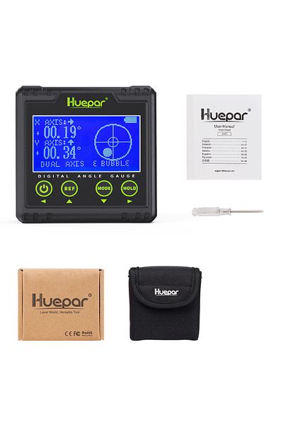 Choice Huepar Digital Angle Gauge,Electronic LCD Inclinometer Bevel 360° Measuring Protractor With Magne...