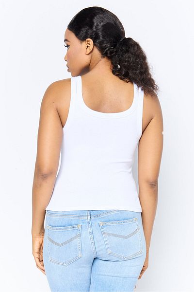 Bebe Women U Neck Sleeveless Textured Top, White