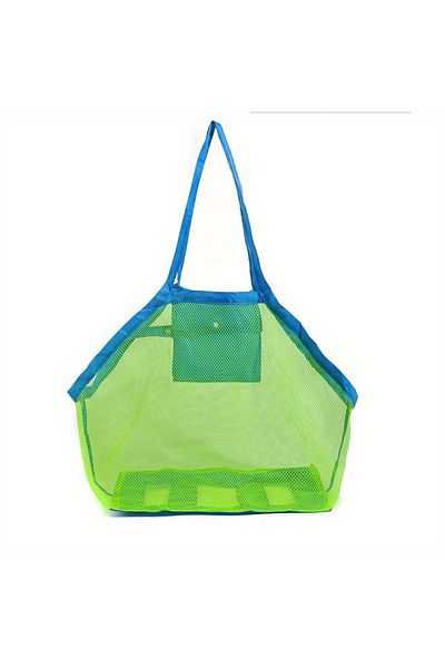 Choice lvwangdahao Youngsters' Large Mesh Beach Toy Bag with Blue and Green Side Pockets - Durable Seashell