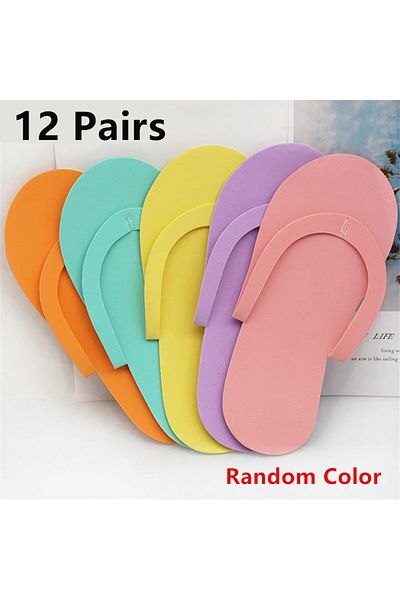 Choice 12pairs random color Wholesale 12 Pairs Random Color Disposable Foam Slippers Pedicure Slippper For