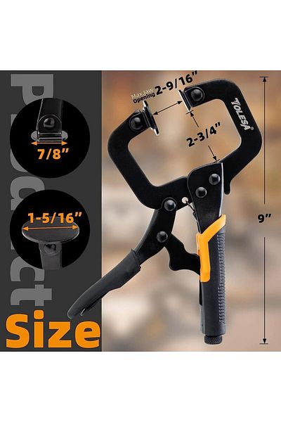 TOLESA 11 Inch 9”/11” Adjustable Metal Face Clamp 2pcs C Clamp For Woodworking Welding Repairs And P