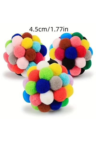 Choice Small size 3 pack 3PCS Cat Toys Cat Plush Ball Toy Pet Elastic Bell Ball Self Hi Ball Playing Cat Co