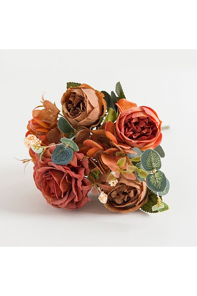 Choice Orange 30cm Rose Bouquet Silk Peony Artificial Flowers Christmas Decorations For Home Diy Crafts Aut