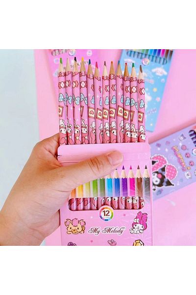 Choice Mymelody 12 Colors/box Children Cartoon Kuromi Hello Kitty Colorful Pencil Cute My Melody Cinnamorol