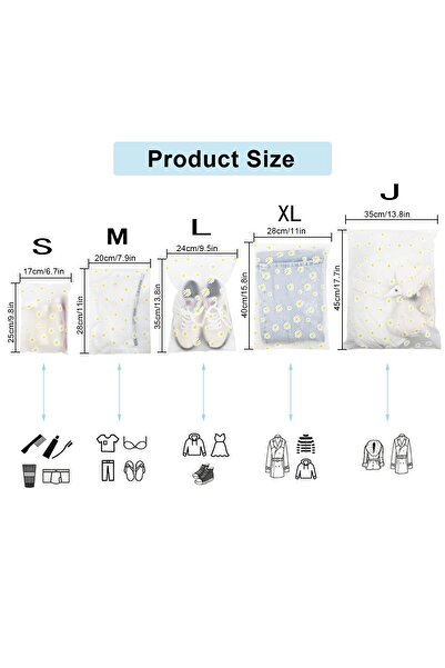 Choice مجموعة من 10 أكياس تخزين سفر ديزي كبيرة جدًا للملابس، أكياس شفافة قابلة لإعادة الاستخدام، أكياس بلاستيكية بسحاب