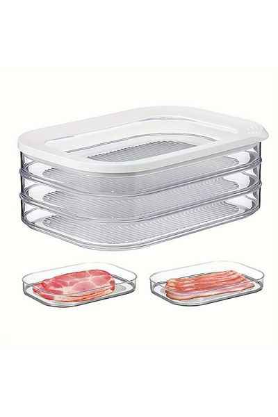 Choice 3 Layers Stackable Refrigerator Storage Container with Lid -Made Meals - Kitchen Organizer for Lunch