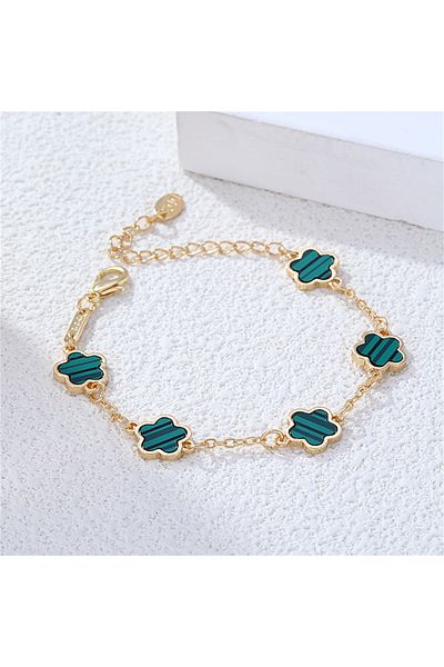 Choice Striped Green Hot Selling New Plant Clover Adjustable Bracelet For Women Gold Plated Single Sided Fi