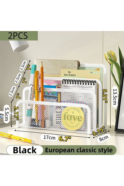Choice 2PCS-White Papers Trays Notebook Stand Rack Desk 3-layer Black Metal Iron Mesh Holder for Magazine D