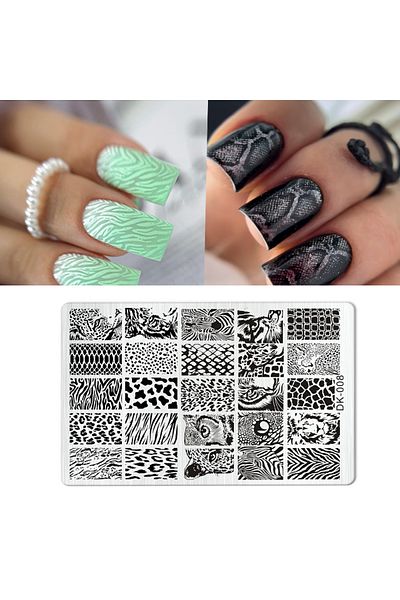 Choice 02-1pcs Animal Image Snake Leopard Nail Stamping Tiger Zebra Leopard Snake Design Printing Plates Na