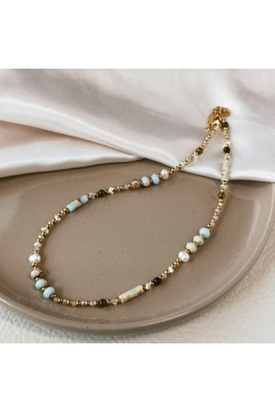 Choice style 2 Bohemian Irregular Natural Stones Choker Necklace Imitation Pearls Shell Beaded Necklace For