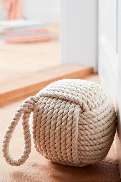 Tchibo Heavy Decorative Rope Door Stopper, Cream