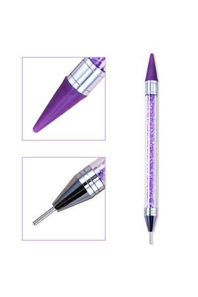 Choice TB89-7 قلم تزيين الأظافر أبيض/وردي، 1/5/10 قطع، رأس شمع بديل، مزين بأحجار الراين/الأحجار الكريمة/السحر