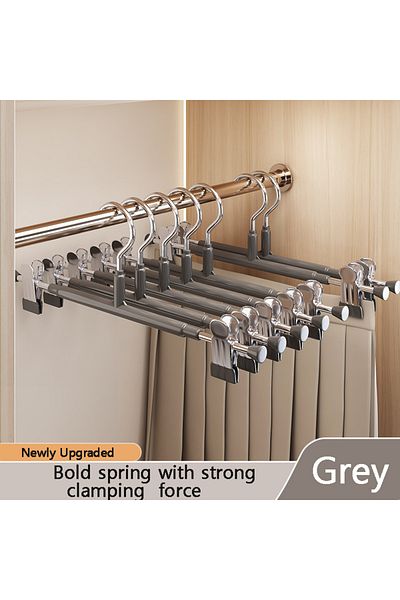 Choice GREY I KNOW 10PCS Metal Pants Hanger with Two High Strength Clips Newly Upgraded Strong Camping Forc
