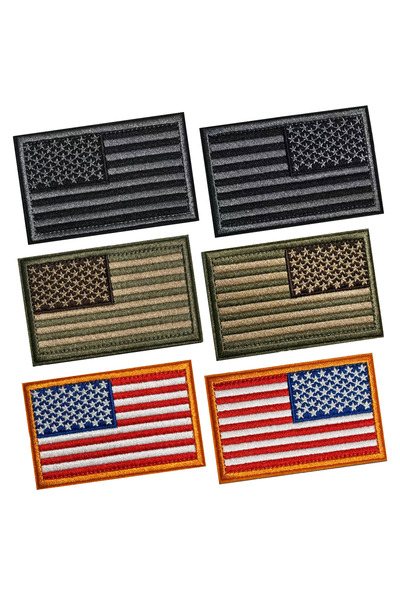 Choice 6 قطع من رقعة العلم الأمريكي متعددة الألوان، عادية ومعكوسة، بخطاف وحلق...
