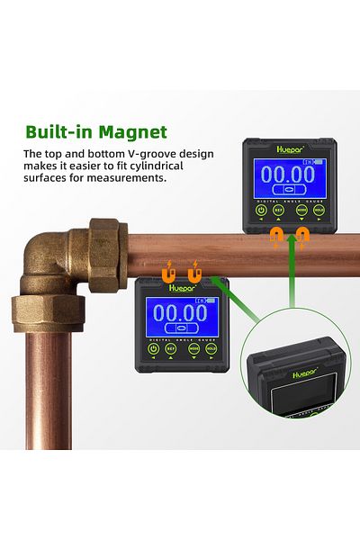 Choice Huepar Digital Angle Gauge,Electronic LCD Inclinometer Bevel 360° Measuring Protractor With Magne...