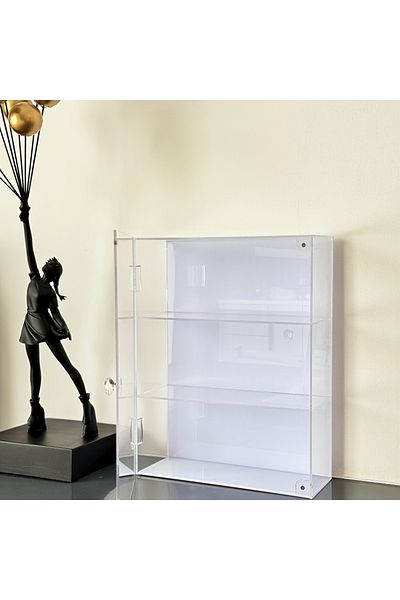 Choice WHITE 1pc Open door acrylic display cabinet with handle, transparent dustproof large capacity storag