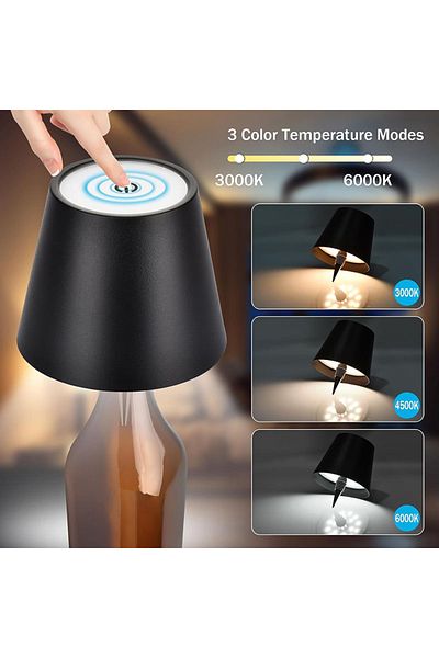 Choice Tricolor WHITE Wireless Bottle Table Lamp Touch Control of 3 Colors Stepless Dimming Night Lamp Suit