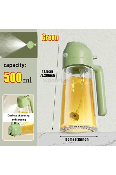 Choice زجاجة بخاخ زيت المطبخ 2 في 1 من Glass-Green زجاجة بخاخ زيت زجاجية متعد...