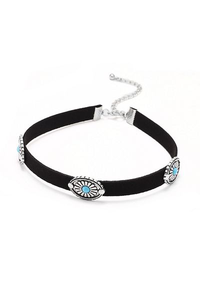 Choice Balck Bohemian Green Natural Stone Flannel Choker Necklace Vintage Brown Collar For Women Adjustable