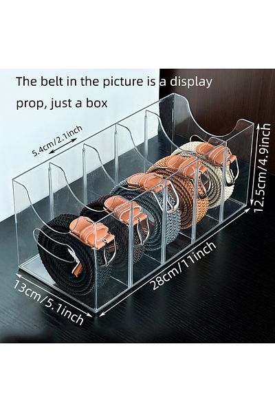 Choice 5-way Belt Box Belt Storage Box; Home Use; Divided Tie Organizer; Desktop Transparent Men's Belt Sto