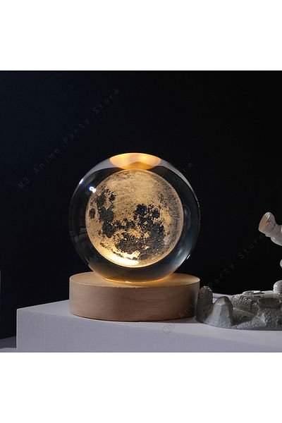 Choice USB Plug Moon Unique 3D Crystal Ball Night Light Led Lamp Bedside Table Glowing Galaxy Lamp Saturn P