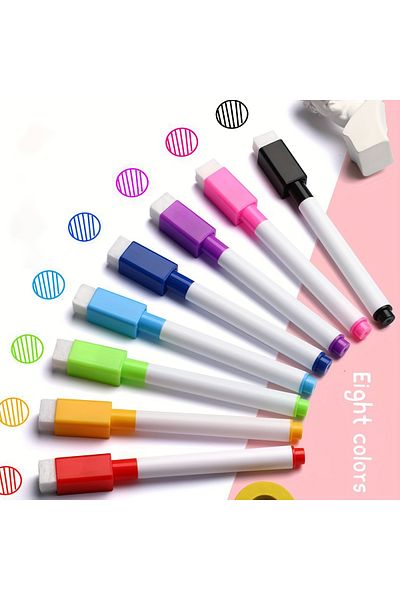Choice 8 color no magnetic 8 Pcs Erasable Whiteboard Pens Set - Magnetic, Easy to Wipe, Scratch-Free Marker