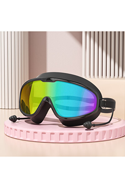 Choice نظارات سباحة مطلية بالكهرباء السوداء بإطار كبير نظارات سباحة بإطار كبير عالية الدقة ورؤية واسعة ومضادة للضباب والأشعة فوق البنفسجية