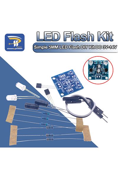 Choice MHT11 Simple 5MM LED Flash DIY Kits DC 3V-14V Circuit Electronics Suite 1.6mm Parts for Arduino B...