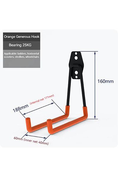 Choice 1pcs G2970A 5 Size Heavy Duty Metal Hook Garage Organizer Wall Mount Anti-slip Bicycle Hanger Hooks