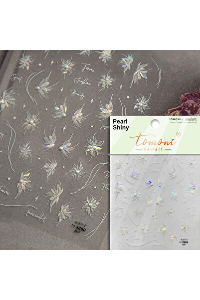 NAILFYOU ملصقات أظافر شفافة TO3800 5D عالية الجودة منقوشة بلؤلؤة الداليا البي...