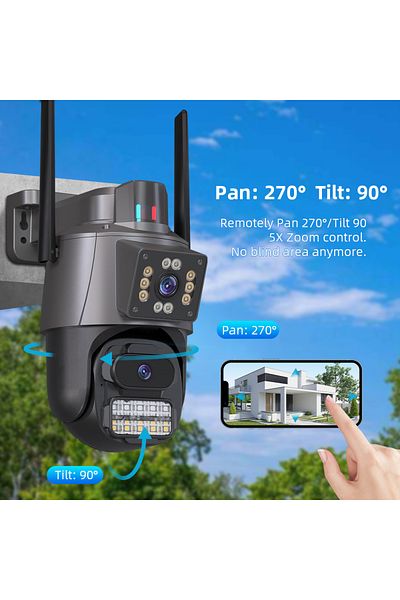 Choice Eu plug 8MP NO Card 8MP PTZ WiFi Camera with Dual Screen Color Night Vision Outdoor Security IP Cam