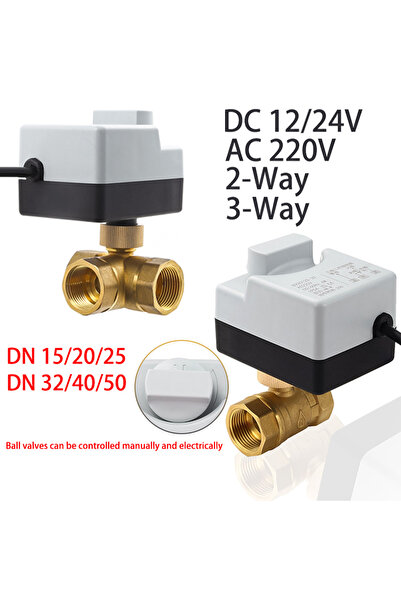 Choice10 صمام كروي نحاسي ثلاثي الاتجاهات DN25 AC 220V بمحرك كهربائي ثلاثي الأ...