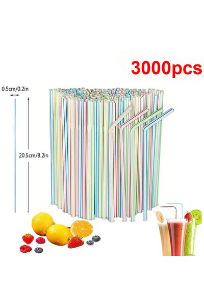 Choice 3000 قطعة من شفاطات الشرب البلاستيكية المنحنية المخططة للاستخدام مرة واحدة، شفاطات شرب للأطفال قابلة لإعادة الاستخدام، ملونة، دكتور