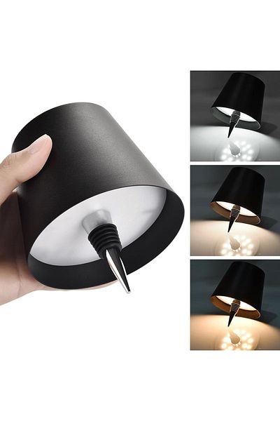 Choice Tricolor WHITE Wireless Bottle Table Lamp Touch Control of 3 Colors Stepless Dimming Night Lamp Suit