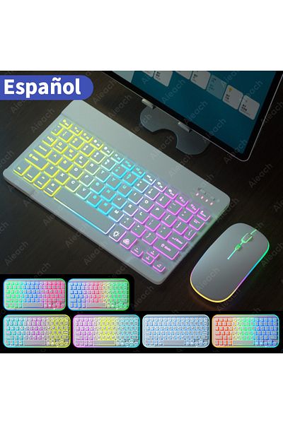 Choice EN Spanish White Keyboard For Tablet Android iOS Windows Wireless Mouse Keyboard Bluetooth-compatibl