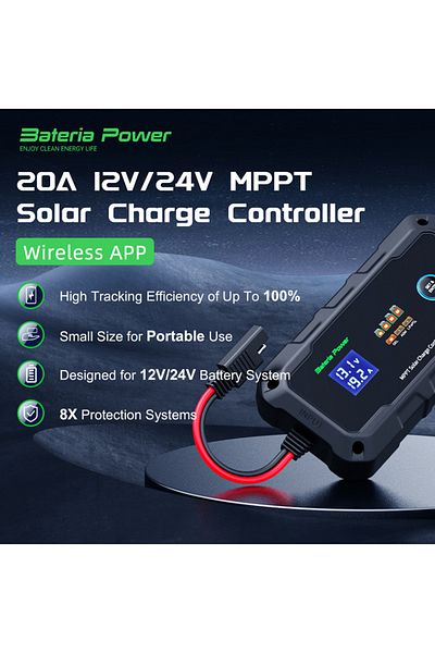 Choice 12-24 20A 20A 12V/24V MPPT Wireless Solar Charge Controller, Bateria Power Intelligent Solar Panel R
