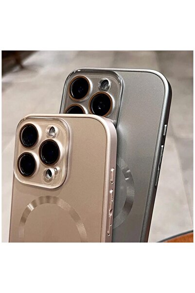 Zebana Apple iPhone 15 Pro Max Uyumlu Kılıf Matte Glass Kılıf (Kablosuz Şarj Destekli) Siyah