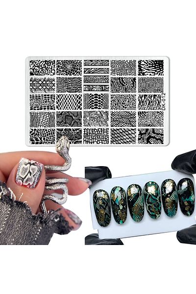 Choice 01-1pcs Animal Image Snake Leopard Nail Stamping Tiger Zebra Leopard Snake Design Printing Plates Na