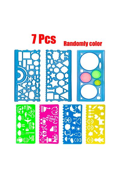Choice 7pcs Animal Geometry Art Multifunctional Hollow Rulers Drafting Tools School Painting Supplies Offic