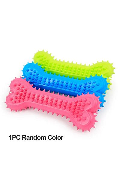 Choice Random color G831A 1PC Pet Chew Toy Soft Rubber Bite-resistance Bone Shape Teeth Grinding Chewing To